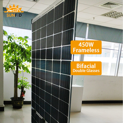 450W Frameless Monocrystalline панель солнечных батарей Bifacial 10BB для жилой системы накопления энергии