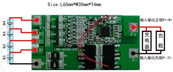 Перезаряжаемые монтажная плата предохранения от лития 3.2v 4s 10a 12.8v батареи BMS
